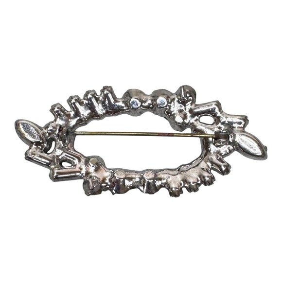 Vintage Weiss Rhinestone Oval Brooch Statement Baguette Elegant Crystal Pin 2.5" - Picture 2 of 5